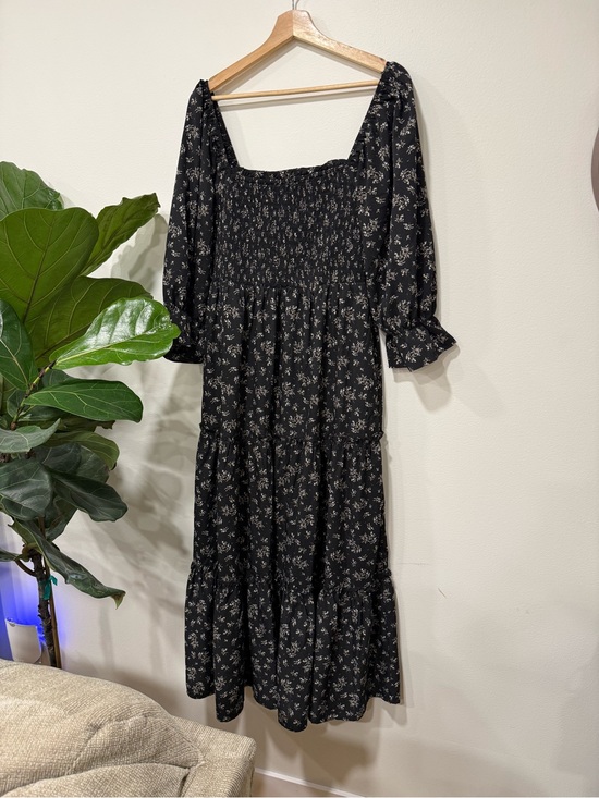 Baltic Born Dresses & Skirts - Baltic Born Black Floral Smocked Midi Dress